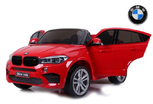 Elektromos kisautó BMW X6 M, 2 személyes, 12V, 2,4 GHz távirányító, elektromos fék, nyitható ajtók, EVA kerekek, bőr ülés, 2 X MOTOR, piros , Eredeti Liszensz
